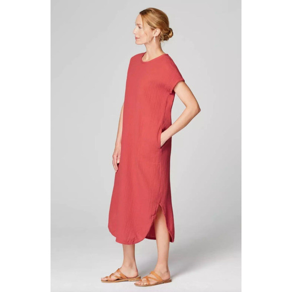 J Jill Pure Jill Maxi Dress Womens Small Organic Cotton Capsule Gauzy Lagenlook - Picture 1 of 12